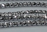 CHE700 15.5 inches 3mm faceted round plated hematite beads