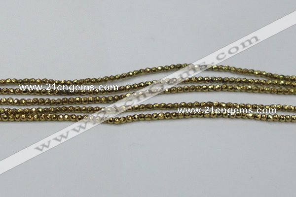 CHE702 15.5 inches 3mm faceted round plated hematite beads