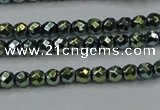 CHE703 15.5 inches 3mm faceted round plated hematite beads