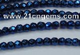 CHE705 15.5 inches 3mm faceted round plated hematite beads