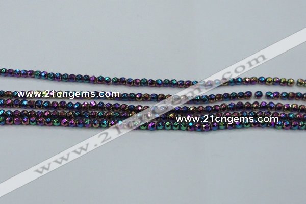 CHE706 15.5 inches 3mm faceted round plated hematite beads