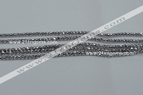 CHE710 15.5 inches 4mm faceted round plated hematite beads