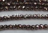 CHE711 15.5 inches 4mm faceted round plated hematite beads