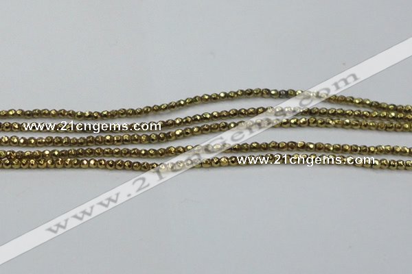 CHE712 15.5 inches 4mm faceted round plated hematite beads