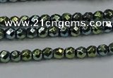 CHE713 15.5 inches 4mm faceted round plated hematite beads