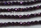 CHE714 15.5 inches 4mm faceted round plated hematite beads