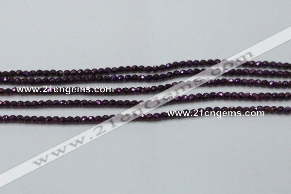 CHE714 15.5 inches 4mm faceted round plated hematite beads