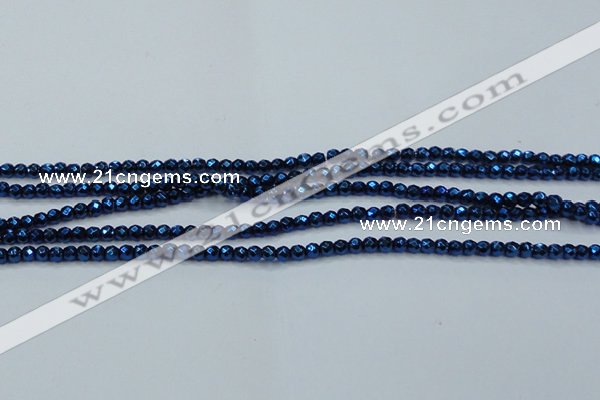 CHE715 15.5 inches 4mm faceted round plated hematite beads