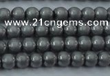 CHE720 15.5 inches 4mm round matte plated hematite beads wholesale