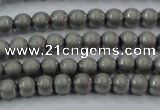 CHE721 15.5 inches 4mm round matte plated hematite beads wholesale