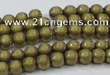 CHE722 15.5 inches 4mm round matte plated hematite beads wholesale