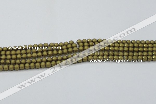 CHE722 15.5 inches 4mm round matte plated hematite beads wholesale