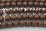 CHE723 15.5 inches 4mm round matte plated hematite beads wholesale