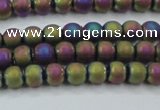 CHE725 15.5 inches 4mm round matte plated hematite beads wholesale