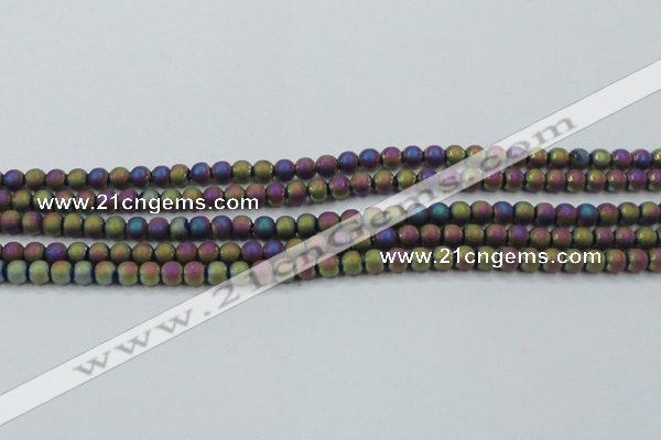 CHE725 15.5 inches 4mm round matte plated hematite beads wholesale