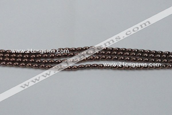 CHE741 15.5 inches 3*5mm rice plated hematite beads wholesale