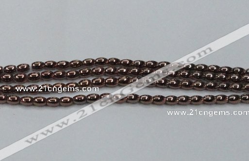 CHE742 15.5 inches 4*6mm rice plated hematite beads wholesale