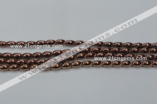 CHE743 15.5 inches 5*8mm rice plated hematite beads wholesale