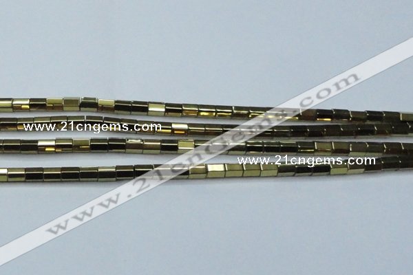 CHE752 15.5 inches 5*8mm faceted tube plated hematite beads