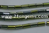 CHE762 15.5 inches 2*4mm tube plated hematite beads wholesale