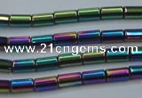 CHE764 15.5 inches 2*4mm tube plated hematite beads wholesale