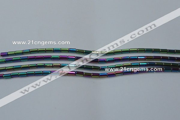 CHE764 15.5 inches 2*4mm tube plated hematite beads wholesale