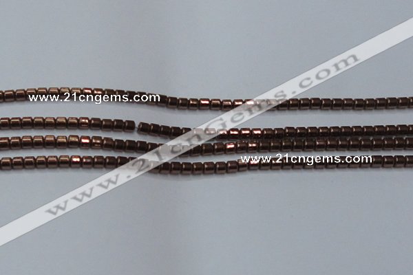 CHE777 15.5 inches 2*2mm drum plated hematite beads wholesale