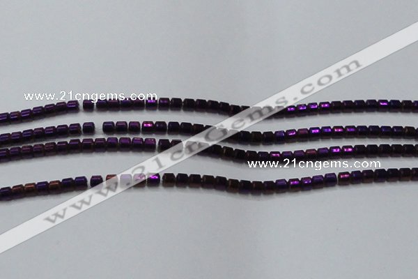 CHE778 15.5 inches 2*2mm drum plated hematite beads wholesale