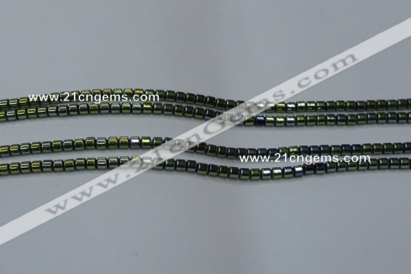 CHE779 15.5 inches 2*2mm drum plated hematite beads wholesale