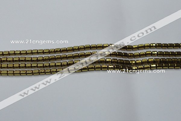 CHE787 15.5 inches 4*4.5mm drum plated hematite beads wholesale