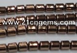 CHE788 15.5 inches 4*4.5mm drum plated hematite beads wholesale