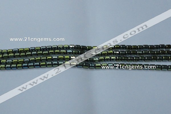 CHE789 15.5 inches 4*4.5mm drum plated hematite beads wholesale