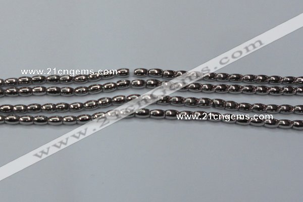 CHE802 15.5 inches 4*6mm rice plated hematite beads wholesale