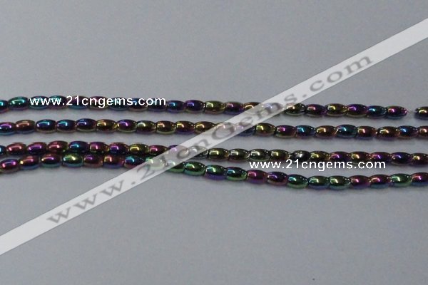 CHE804 15.5 inches 4*6mm rice plated hematite beads wholesale