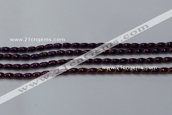 CHE805 15.5 inches 4*6mm rice plated hematite beads wholesale