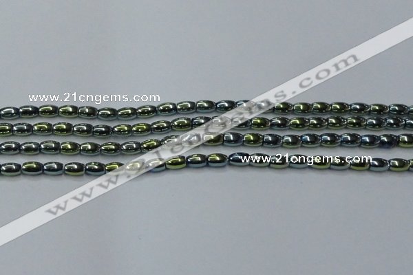 CHE806 15.5 inches 4*6mm rice plated hematite beads wholesale