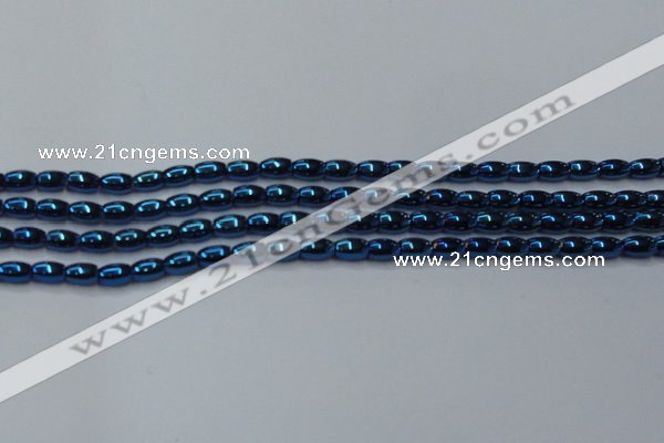 CHE807 15.5 inches 4*6mm rice plated hematite beads wholesale