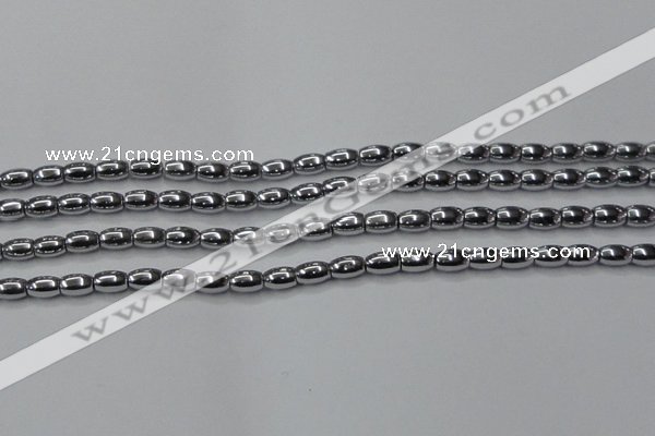 CHE809 15.5 inches 5*8mm rice plated hematite beads wholesale