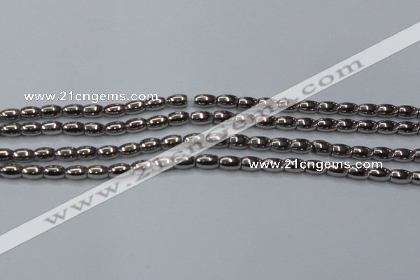 CHE810 15.5 inches 5*8mm rice plated hematite beads wholesale