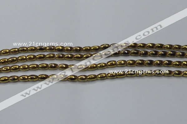 CHE811 15.5 inches 5*8mm rice plated hematite beads wholesale