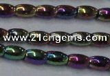 CHE812 15.5 inches 5*8mm rice plated hematite beads wholesale