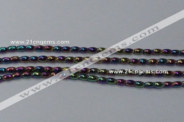 CHE812 15.5 inches 5*8mm rice plated hematite beads wholesale