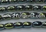 CHE814 15.5 inches 5*8mm rice plated hematite beads wholesale