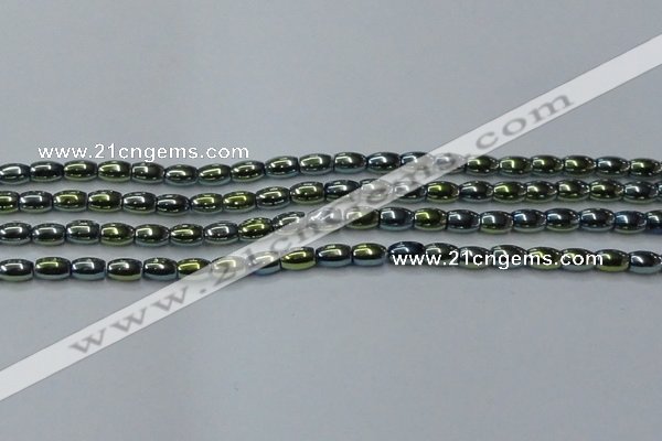 CHE814 15.5 inches 5*8mm rice plated hematite beads wholesale