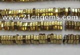 CHE827 15.5 inches 1*2mm hexagon plated hematite beads wholesale