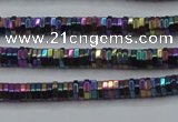 CHE830 15.5 inches 1*2mm hexagon plated hematite beads wholesale