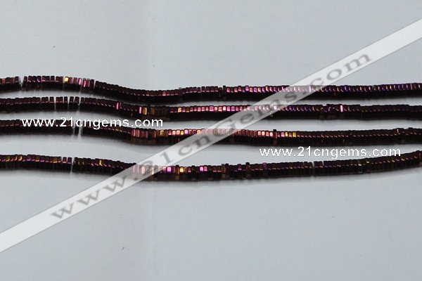 CHE837 15.5 inches 1*3mm hexagon plated hematite beads wholesale