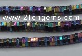 CHE838 15.5 inches 1*3mm hexagon plated hematite beads wholesale