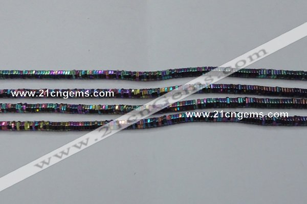 CHE838 15.5 inches 1*3mm hexagon plated hematite beads wholesale