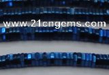 CHE839 15.5 inches 1*3mm hexagon plated hematite beads wholesale
